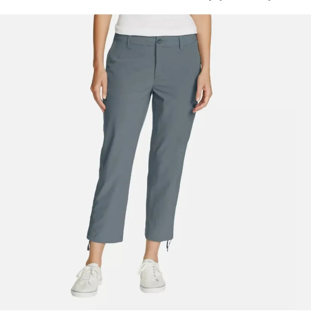 Eddie Bauer Women's Ripstop Capri Stretch Secure Pocket Grey - Picture 1 of 6